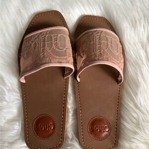 Chloe Pink and Brown Women's Slide Sandals
